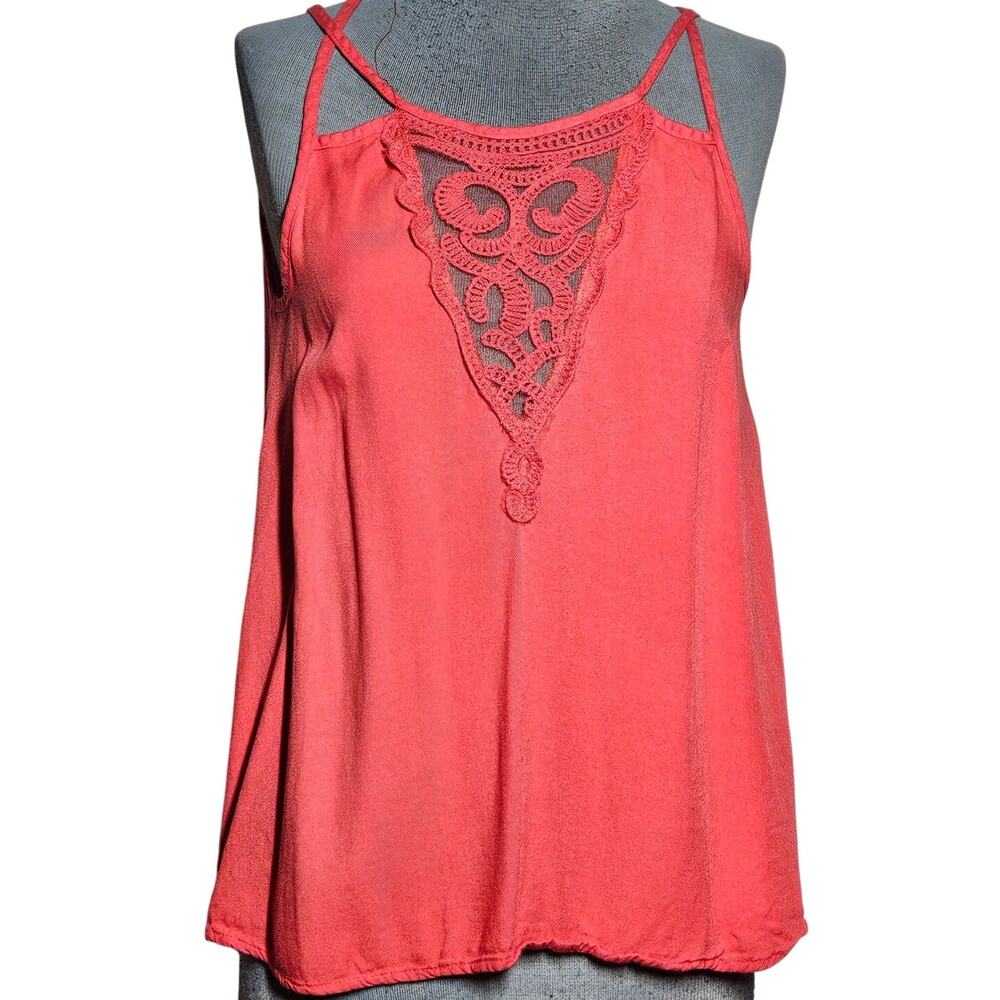 Hute Society Sheer Detail V Neck Tank Size Small
